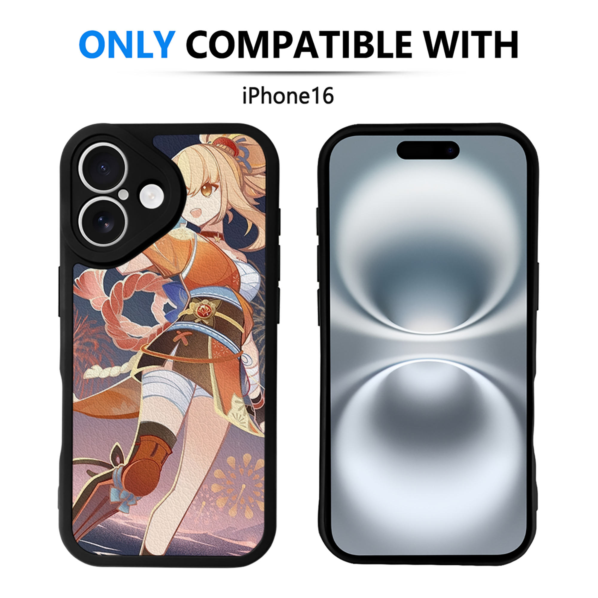 げんし神 genshin 【iPhone 16シリーズ対応】シリコンスマホケース（レザー調） 材質：シリコン